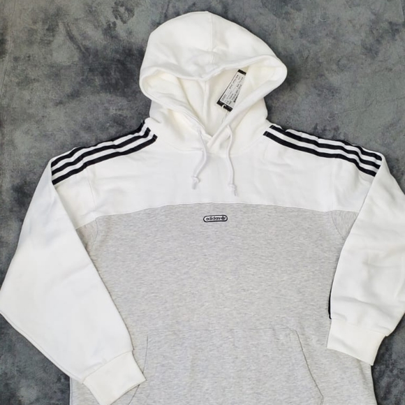 Adidas Hoodie Sport Open Hem White/LIGHT GREY  Size M Men's - Picture 5 of 16